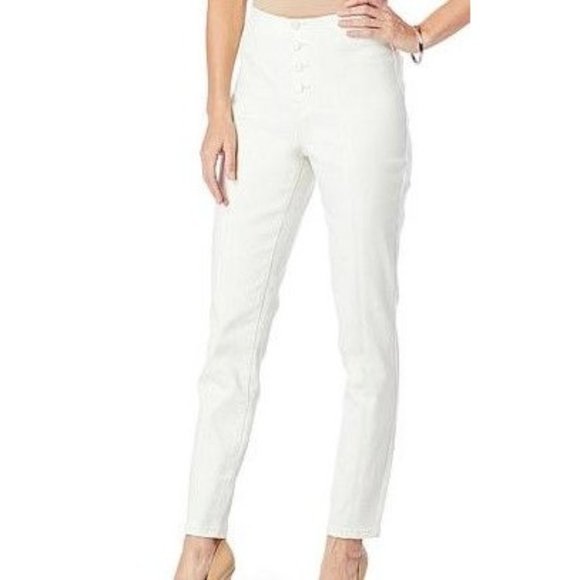 Diane Gilman Virtual Stretch Pull-On Ultra Skinny Jean 785-889 Ivory Large - Picture 1 of 1